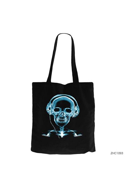 Z zepplin Geantă din pânză cu fermoar neagră Skull Xray Gabardine