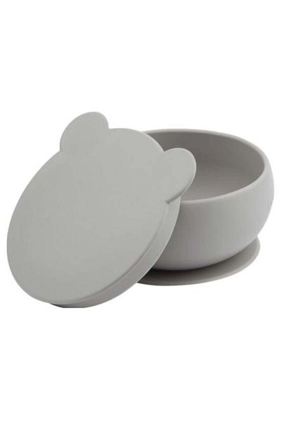MBB ETİCARET OiOi Silicone Bowl with Lid Powder Gray