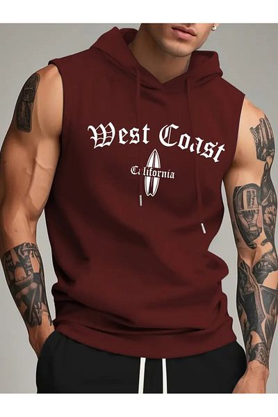 ACTIVE MODA طقم رياضي رجالي مكون من قطعتين مطبوع عليه West Coast