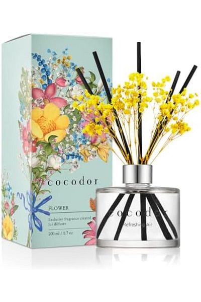cocod'or Cocodor Preserved Real Flower Reed Diffuser/Refreshing Air/6.7oz(200ml)/1 Pack/Reed Diffuser Set, Oi