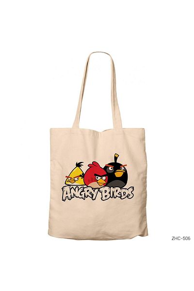 Z zepplin Geantă din pânză cu fermoar Angry Birds Confused Cream Gabardine