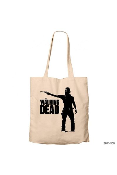 Z zepplin The Walking Dead Rick Grimes Cream Zippered Cloth Bag Gabardine