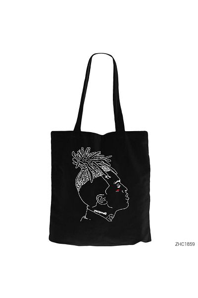 Z zepplin Xxx Tentection Outlined Black Zippered Cloth Bag Gabardine