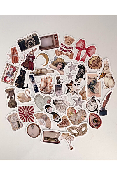 Studio D arte DIY KIT Vintage Journal Sticker Set -2 Ajanda Günlük Laptop Telefon Tablet Etiket Çıkartma