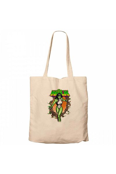 Z zepplin She Hulk Wall Cream Zippered Cloth Bag Gabardine