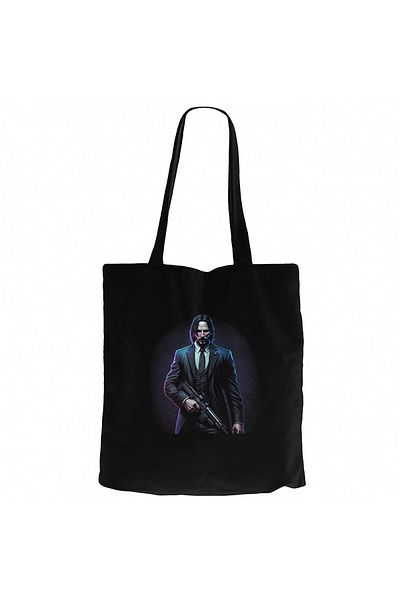 Z zepplin John Wick Art Classic Black Zippered Cloth Bag Gabardine
