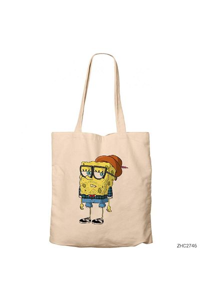 Z zepplin Geantă din pânză cu fermoar Spongebob Hipster Cream Gabardine