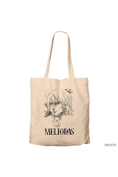 Z zepplin Meliodas Cream Zippered Cloth Bag Gabardine