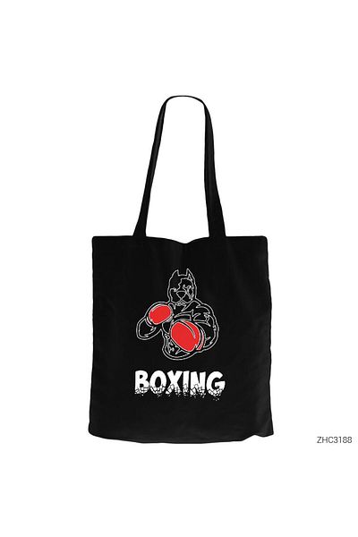 Z zepplin Pitbull Boxing Black Zippered Cloth Bag Gabardine