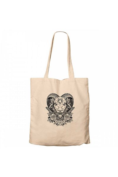 Z zepplin Geantă din pânză cu fermoar Baphomet Flowers Cream Gabardine