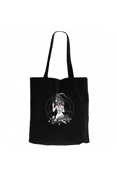 Z zepplin Baphomet Blood Black Zippered Cloth Bag Gabardine