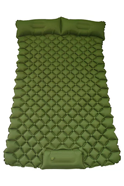 sharpdo وسادة نوم تخييم لشخصين، سجادة تخييم ذاتية النفخ مع وسادة، ومضخة قدم مدمجة