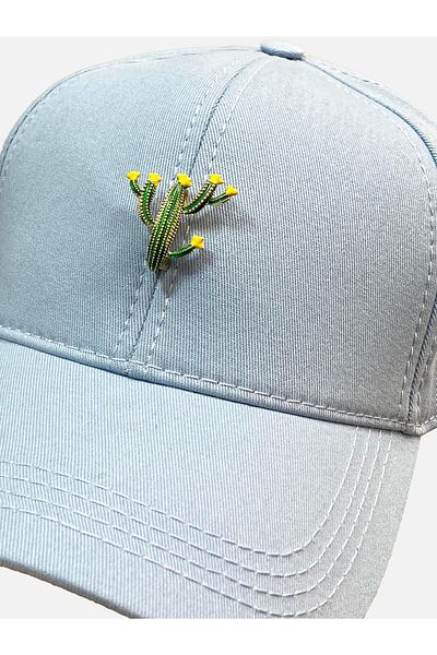 Külah Premium Baseball Cap with Baby Blue Cactus Pin Badge