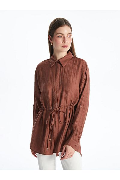 LC Waikiki Brown Textured Dobby Women's Shirt Tunic