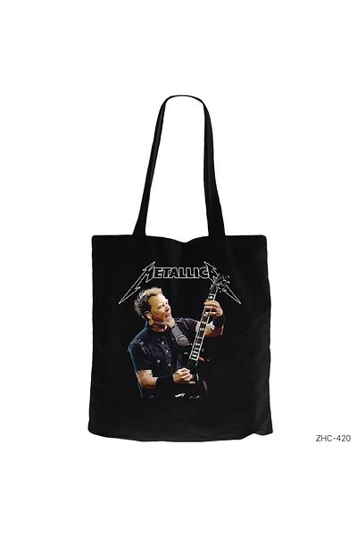 Z zepplin Geantă din pânză cu fermoar neagră pentru chitară Metallica James Hetfield Gabardine
