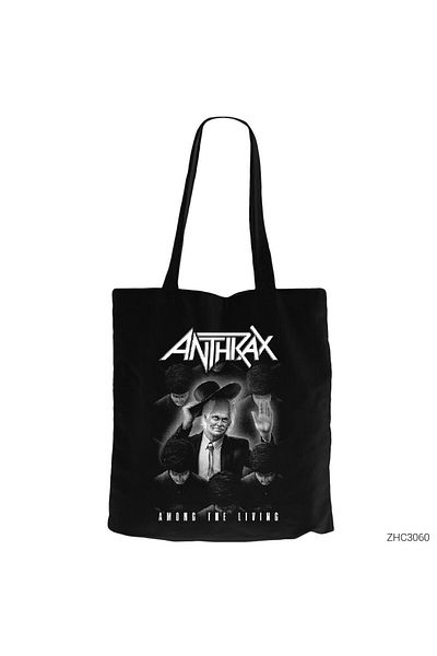 Z zepplin Anthrax among the Living Black Zippered Cloth Bag Gabardine