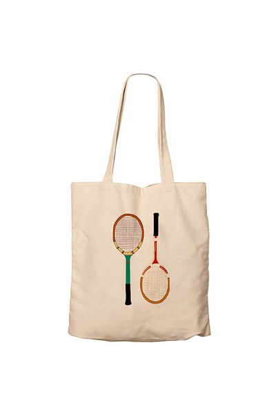 Z zepplin Tennis Rackets Colored Cream Zippered Cloth Bag Gabardine