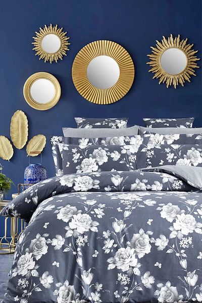 İQON Fitted Sheet Duvet Cover Set Double Avangarde Anthracite