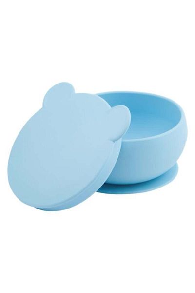 MBB ETİCARET OiOi Silicone Bowl with Lid Mineral Blue