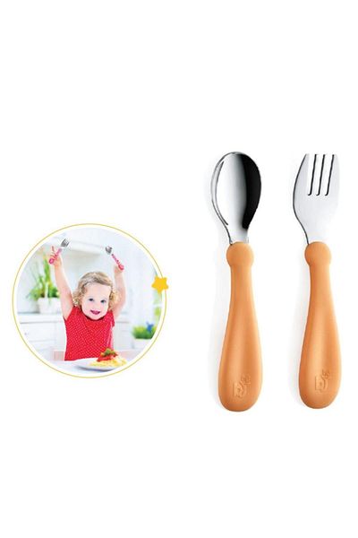 MBB ETİCARET Babyjem Stainless Steel Fork Spoon Set 522 Salmon
