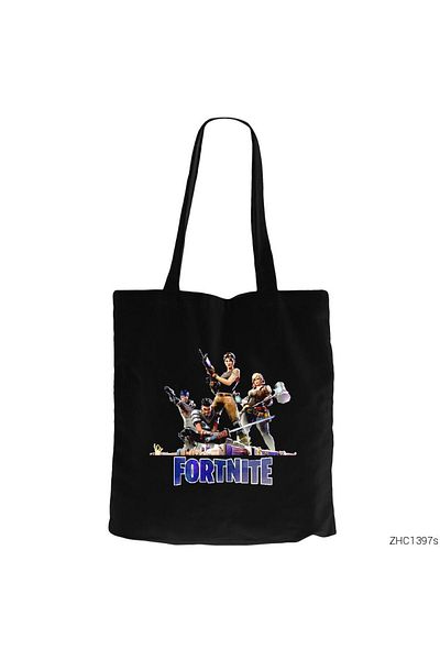 Z zepplin Fortnite Team 2 Black Zipper Cloth Bag Gabardine