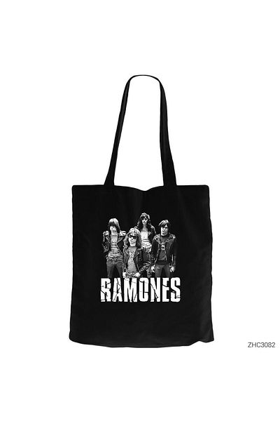 Z zepplin Geantă Ramones Band neagră cu fermoar Gabardine