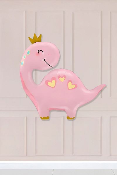 Atölye Mi Pink Dinosaur Foil Balloon Dinosaur Balloon