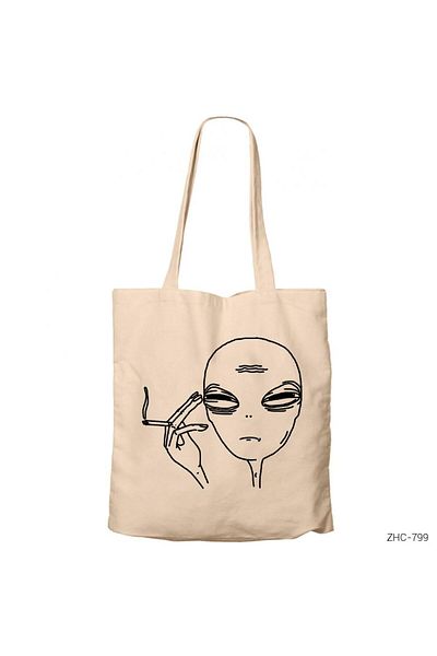 Z zepplin Alien Smoke Cream Zippered Cloth Bag Gabardine