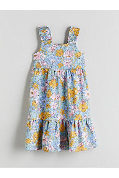 LC Waikiki Нова сезонна рокля за момиче с квадратно деколте и флорален принт ...