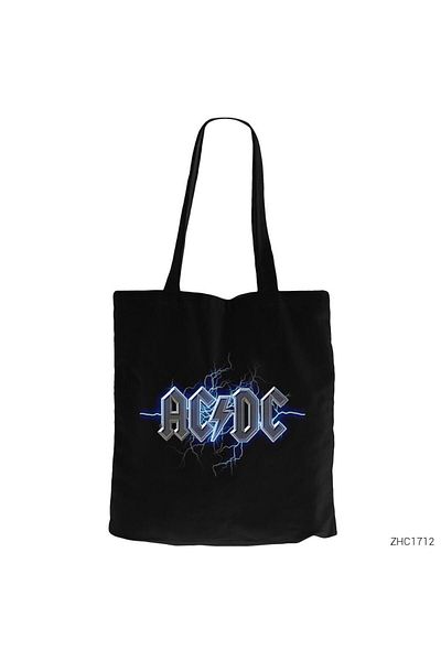 Z zepplin Ac Dc Electricity Μαύρη υφασμάτινη τσάντα με φερμουάρ Gabardine