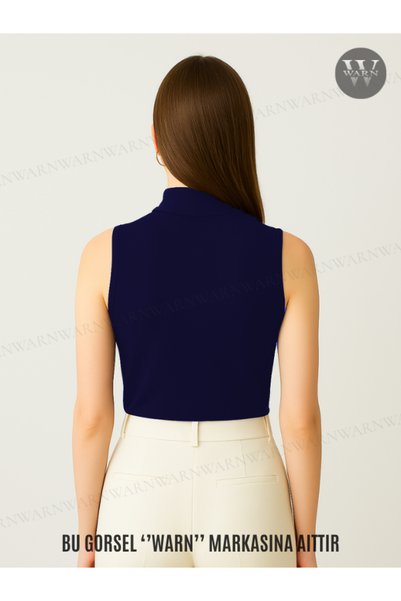 warn Women's Sleeveless Half Neck Turtleneck Body Black White Summer