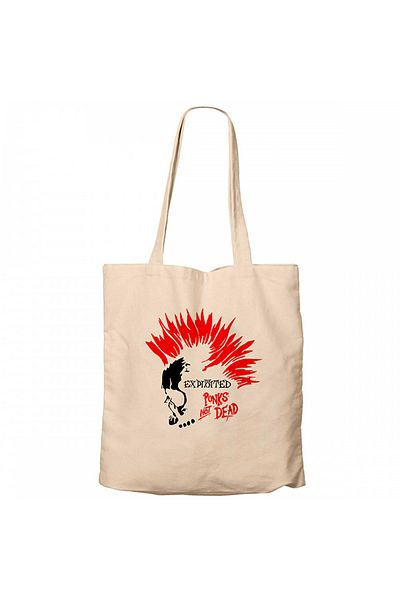 Z zepplin The Exploited Not Dead Punks Cream Zipper Cloth Bag Gabardine