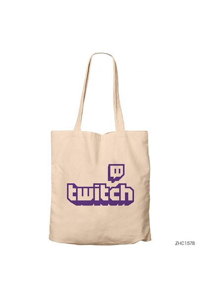 Z zepplin Geantă din pânză cu fermoar cremă cu logo Twitch Gabardine