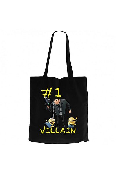 Z zepplin Minions Villa's Μαύρη υφασμάτινη τσάντα με φερμουάρ Gabardine