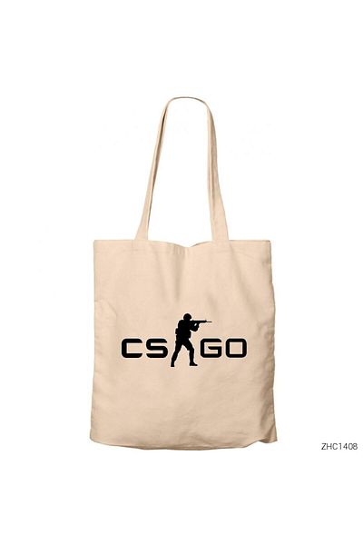 Z zepplin Geantă din pânză cu fermoar crem cu logo Counter Strike CSGO Gabardine