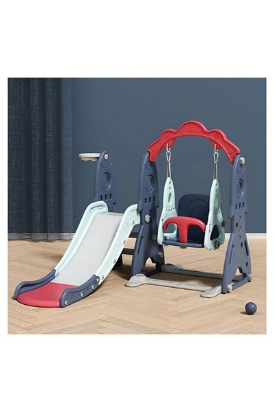FULLJOY Rocket-shaped slide with swing and basketball 3*1, 157*139*119 cm