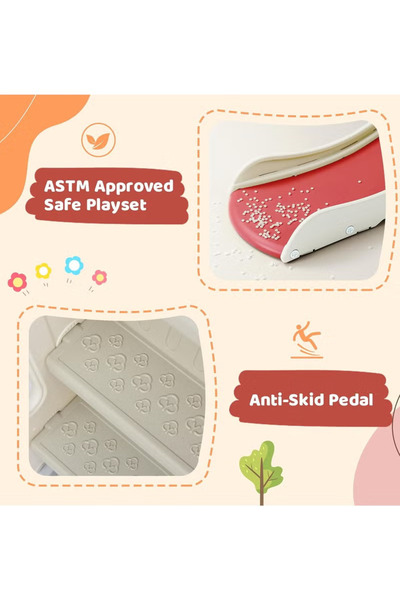 FULLJOY زحليقة مع مرجيحة علي شكل صاروخ مع طوق كرة سلة ومتسلق للأطفال 4 في 1,FJY-172