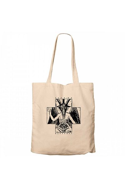 Z zepplin Baphomet Save Me Cream Zippered Cloth Bag Gabardine