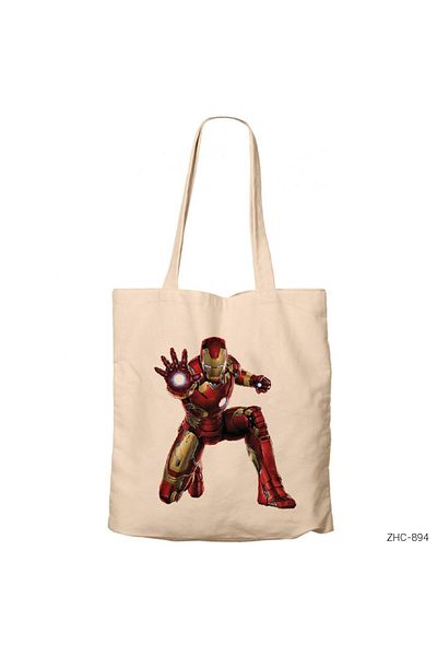 Z zepplin Iron Man Age of Ultron Cream Zippered Cloth Bag Gabardine