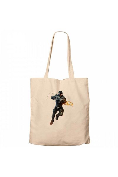Z zepplin Crysis Fire Warrior Cream Zippered Cloth Bag Gabardine