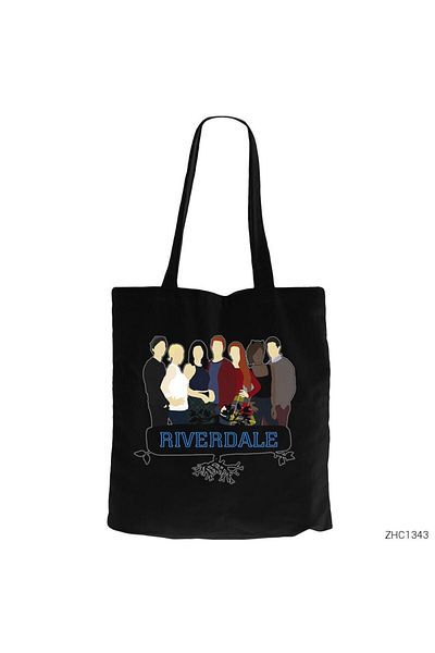 Z zepplin Riverdale Cartoon Black Zippered Cloth Bag Gabardine