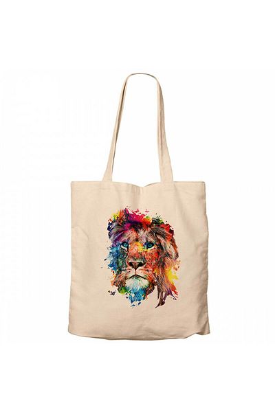 Z zepplin Geantă din pânză cu fermoar Lion Rainbow Cream Gabardine
