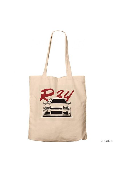 Z zepplin Geantă din pânză cu fermoar crem Nissan Skyline R34 Gabardine