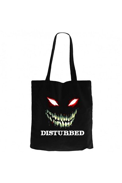 Z zepplin Disturbed Teeth and Eyes Μαύρη υφασμάτινη τσάντα με φερμουάρ Gabardine
