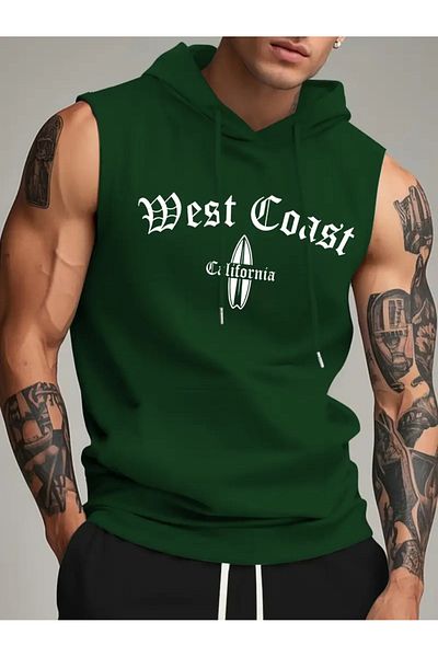 ACTIVE MODA Men's Gym Sports Singlet-Shorts 2-Piece Set Printed West Coast