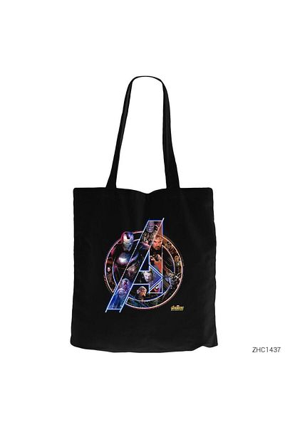 Z zepplin Avengers Infinity War Μαύρη υφασμάτινη τσάντα με φερμουάρ Gabardine