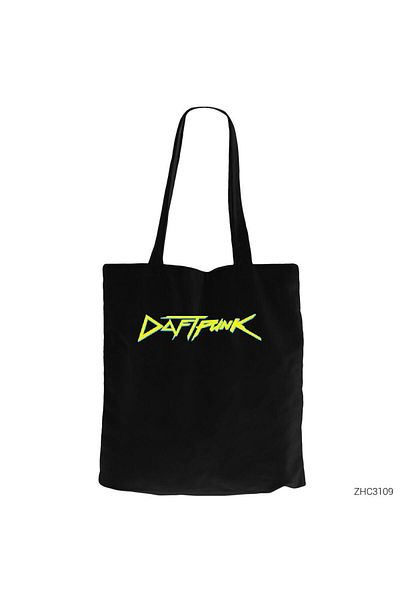 Z zepplin Daft Punk Logo Black Zippered Cloth Bag Gabardine