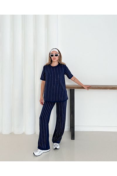 badibadii Women's Diamond Blouse Elastic Waist Trousers Modal Suit 3089 60283231