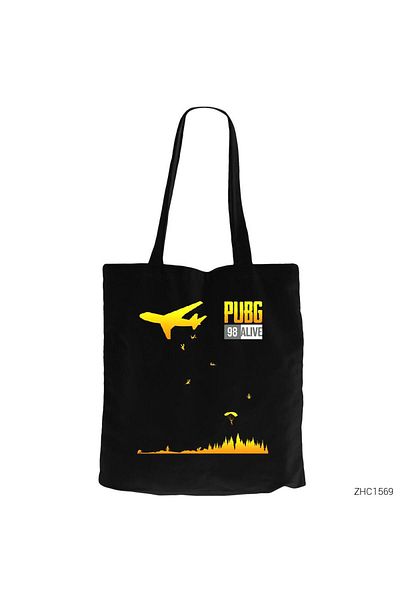 Z zepplin PUBG 98 Alive Geantă neagră din pânză cu fermoar Gabardine