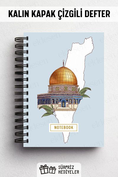 Eldesen Tasarım Spiral Bound Thick Cover Ruled Notebook, A5 Size 80 Sheets 160 Pages, Lined Notebook